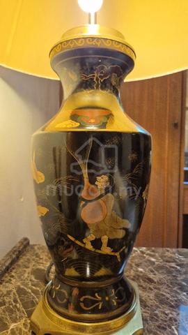 Solid Wood Marble Side Table + Imported Thai Lamps - photo 4 of 6