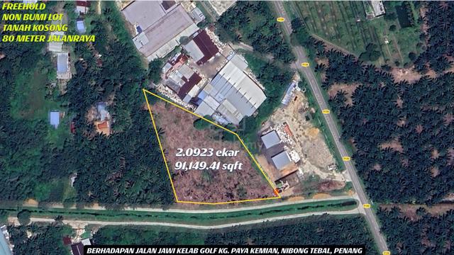 Tanah Untuk Di Jual 2.1 Ekar 91,149.41 Sqft  Area Paya Kemian, N.Tebal 1