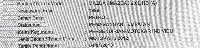 CASH OTR 2012 Mazda 3 2.0 HATCHBACK(A)1THN WARANTY - 2