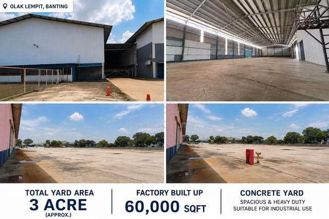 FACTORY And CONCRETE YARD FOR RENT | OLAK LEMPIT, BANTING 1