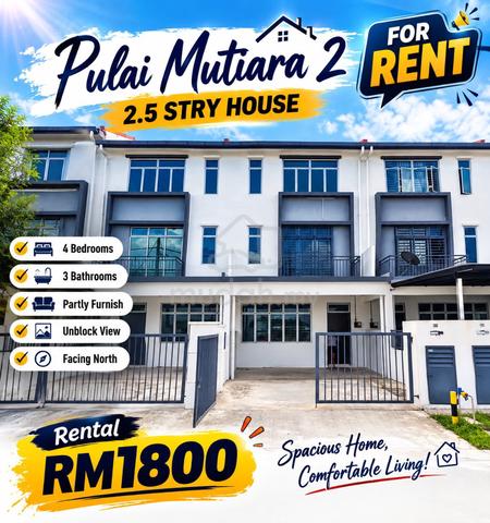 Pulai Mutiara 2.5stry Terrace House For Rent (Unblock View) 1