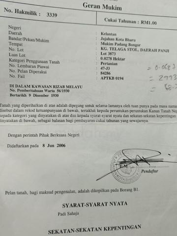 Kelantan Kota Bharu Agricultural Land For Sale 1