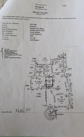 tanah untuk dijual di Lubok Pukol, banggu. 1
