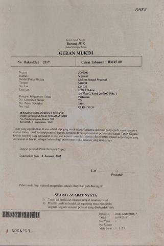 Tanah Hakmilik Kekal berdekatan Bandar 1