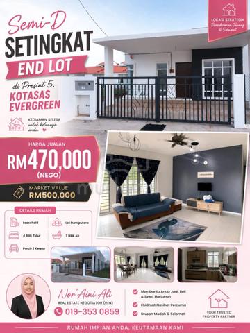 Semi-D Setingkat End Lot di Presint 5, Kotasas Evergreen 1