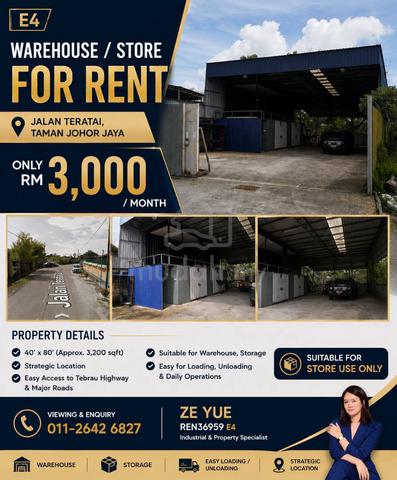 Johor jaya Warehouse / Store Factory For Rent 1
