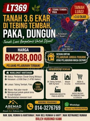 TANAH LOT CANTIK di GONG PASIR, DUNGUN, TERENGGANU UNTUK DIJUAL ‼️ 1