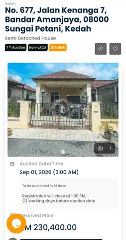 LELONG Semi D 1 Tingkat Bandar Aman Jaya Sg Petani 1