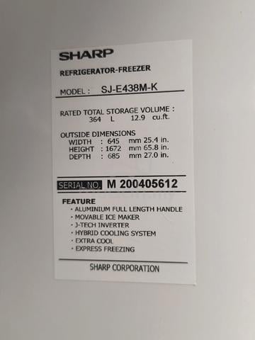 Sharp 2 doors fridge refrigerator peti sejuk 364Li - photo 5 of 5