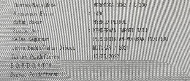FSR 2022 Mercedes Benz C200 1.5 AVANTGARDE (CBU) - 3