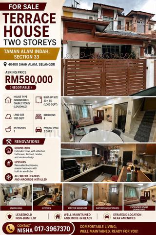 Double-storey house for SALE at Shah Alam 1
