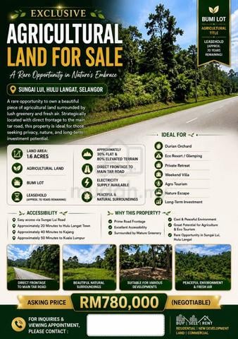 Hulu langat Agriculture land for sale 1