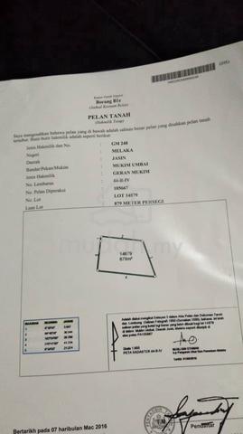 Tanah Geran Mukim Untuk Dijual  1