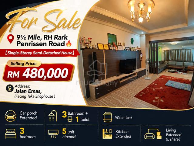 Single-Storey Semi-Detached House For Sale At RH Rark, Kuching 1
