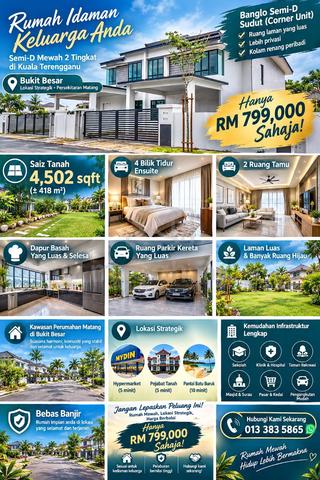 5* SEMI-D 2 tingkat di Bukit Besar Freehold 1