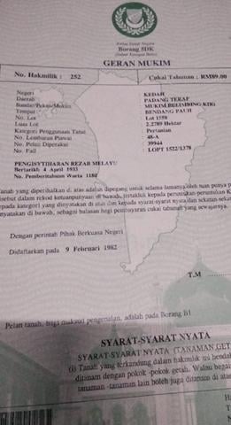 tanah 3.165 relong untuk dijual 1