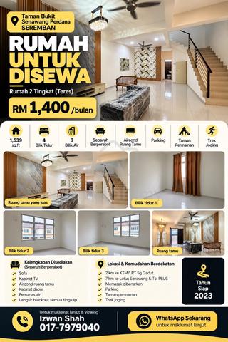 For Rent Taman Bukit Senawang Perdana, Seremban 1