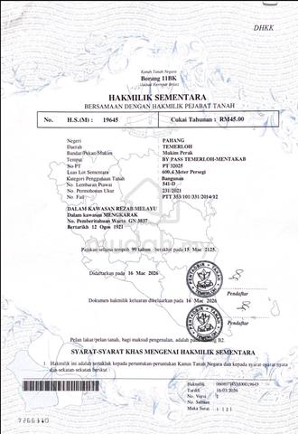 Pahang Temerloh Residential Leasehold Land For Sale 1