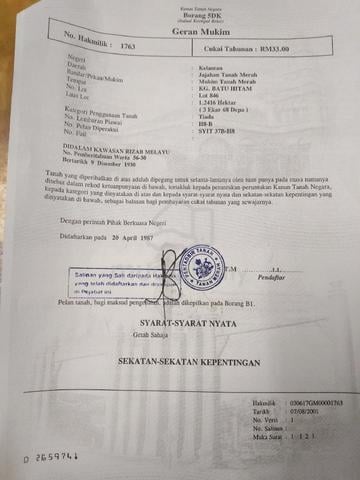 Tanah Untuk Dijual Kg. Batu Hitam
1