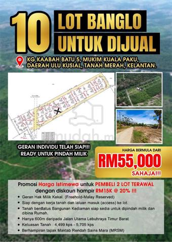 Lot Banglo Ready Geran Individu di Batu 5 Tanah Merah Kelantan 1