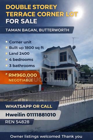Double Storey Terrace corner lot in Tmn Bagan Butterworth For Sale 1