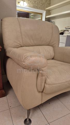 Cream Leather Single-Seater Sofa / Armchair - photo 4 of 6
