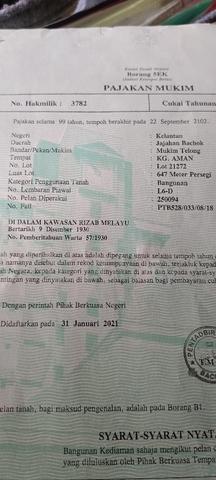 Lot bangunan Luas 647 m2 1