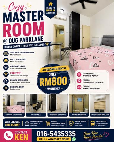 Master Room@OUG Parklane Fully Furnisher Direct Owner 1 Month Deposit 1
