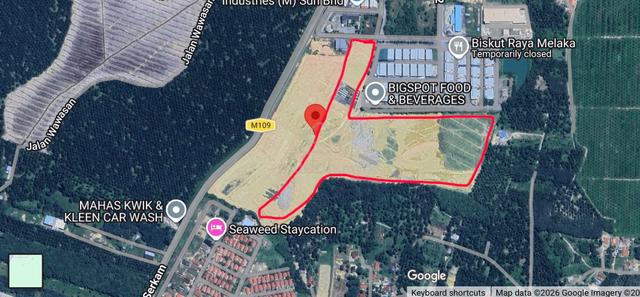 FREEHOLD Industrial Vacant Land Jasin Near Serkam Merlimau Melaka Toll 1