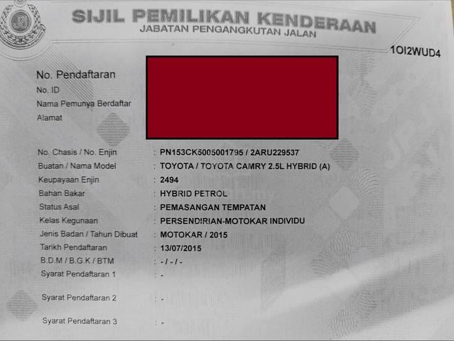 2015 Toyota Camry 2.5 Hybrid ,One owner only - 2