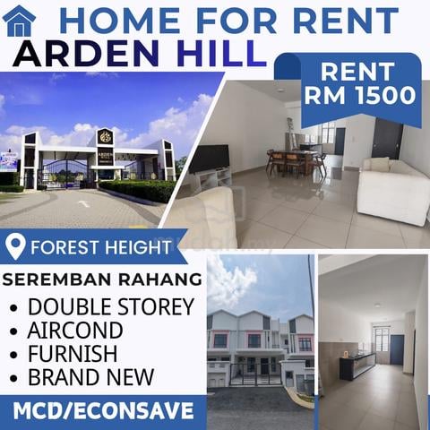 RENT RAHANG FOREST HEIGHT 💯ARDEN HILL DOUBLE STOREY fully Furnished 1