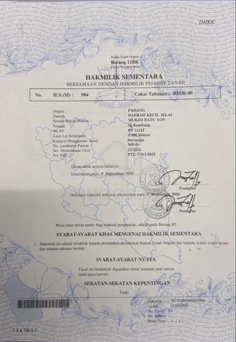 TANAH Untuk Dijual DI MERAPOH 1