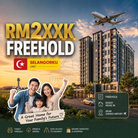 100% Loan !Gov Offer FREEHOLD Near Subang Airport - 5 min to DASH KD 1