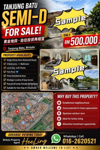 tanjung batu single storey semi D for sale 1