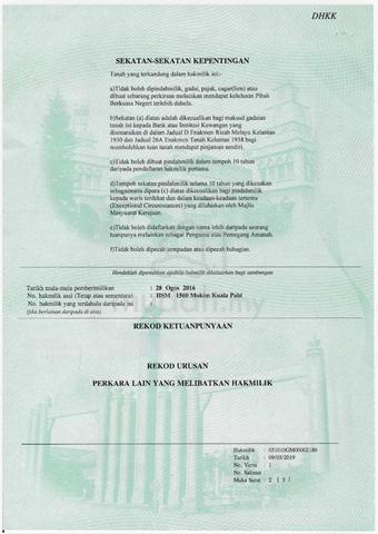 Kelantan Kuala Krai Agricultural Freehold Land For Sale 1