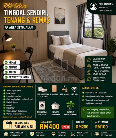 Bilik Complete Cuci Kaki Je Single NON Sharing | 1