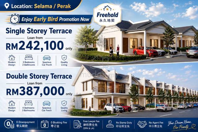 Full Loan_1 Storey Terrace at Perak *Selama 1