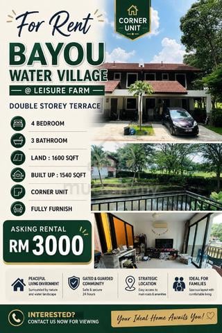 Leisure Farm/ Bayou Water Village/ 2-Storey House/ 4B3B/ Fully/ RENT 1