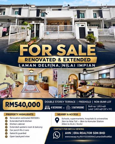 FOR SALE‼️Double Storey Laman Delfina Nilai Impian 1
