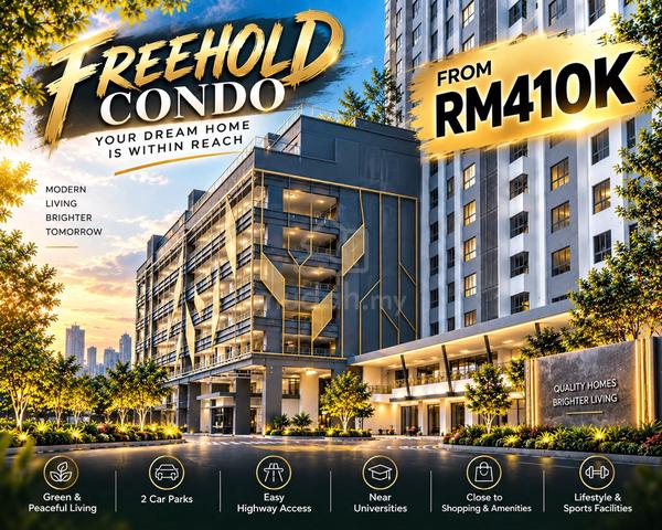 Puchong Freehold|Only 440 Units|1st FULL Loan| 2 Carparks 1