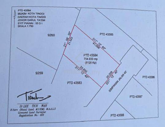 KG LUKUT, KOTA TINGGI- TANAH LOT KEDIAMAN / GERAN INDIVIDU 8,126 sqft 1