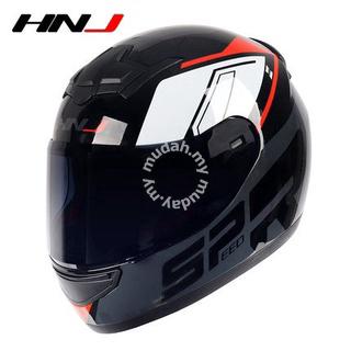 HNJ full face helmet black and red 
