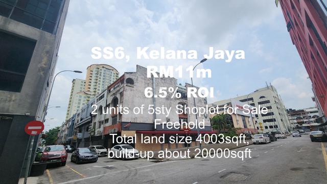 6.5% ROI Investment Property, 2 Nos of 5sty Shoplot @ SS6, Kelana Jaya 1