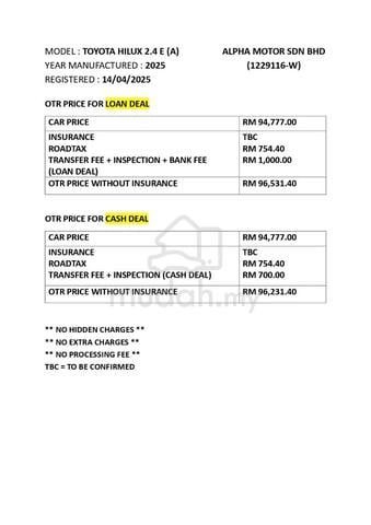 2025 Toyota HILUX 2.4 E (A) MILE 20K HRG BEPATUTAN - 3