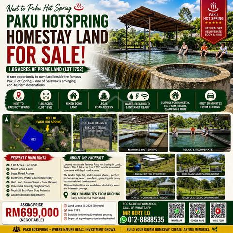 Paku Hotspring Kuching Homestay for Sale 巴谷溫泉民宿出售 1