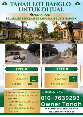 Tanah Lot Banglo Pekan Ijok Berhampiran SK Bukit Badong 1