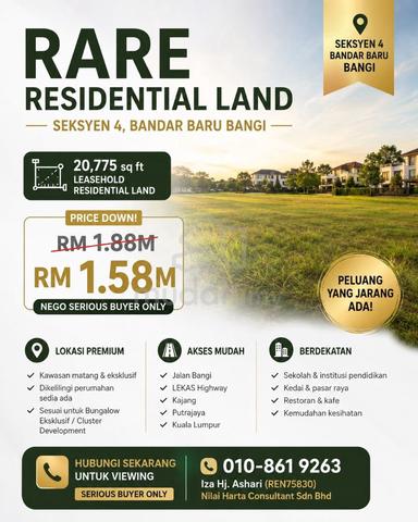 Resident Land @Seksyen 4, BANDAR BARU BANGI 20,775 sq ft 1