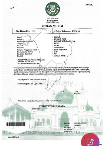 Tanah Bendang Di Kepala Batas , Kedah untuk d lepaskan 1