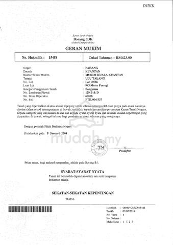 Lot Tanah Banglo IM 1/28, Mukim Kuala Kuantan Untuk Dijual 1