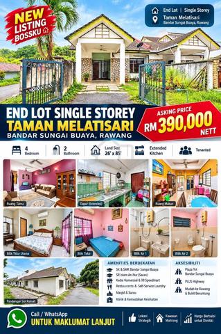 [END LOT] Single Storey House Taman Melati Sari Bandar Sungai Buaya 1